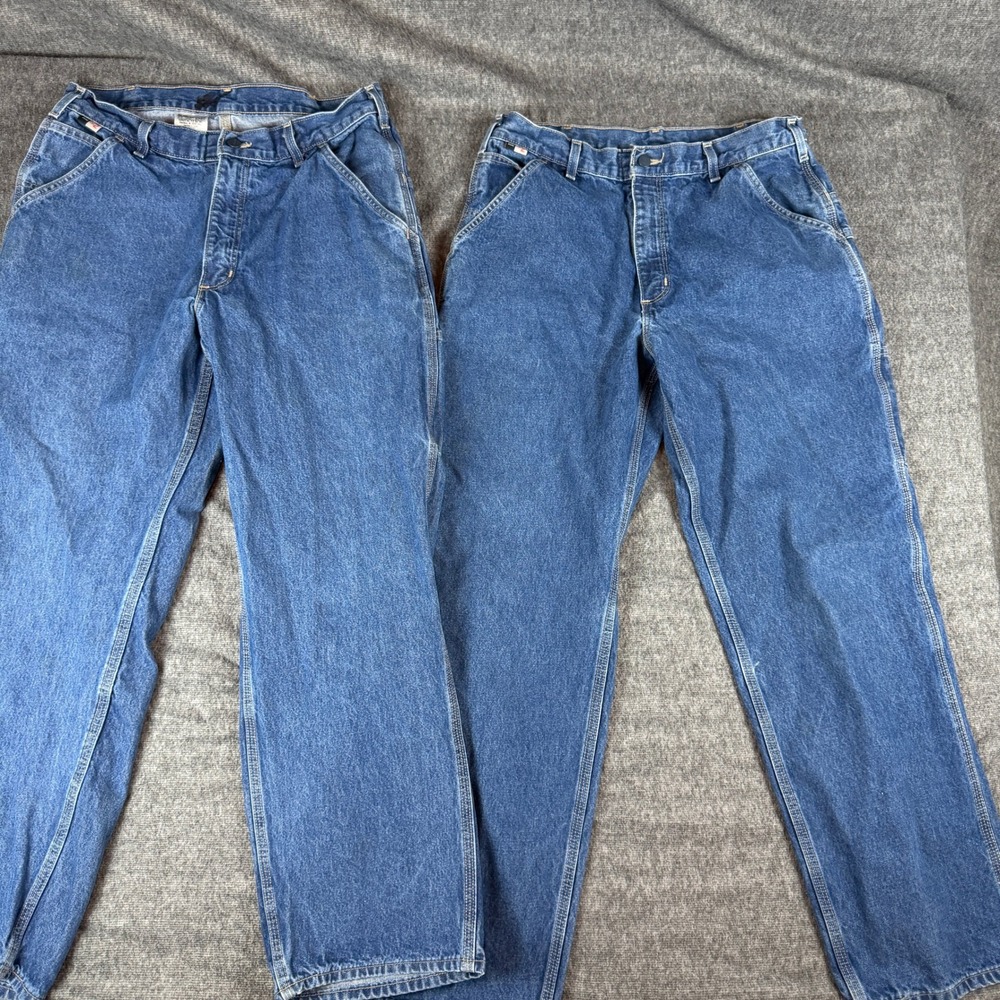 2 Pairs Carhartt FR Flame Resistant Denim Dungarees FRB13-DNM Blue 34x32 CAT 2